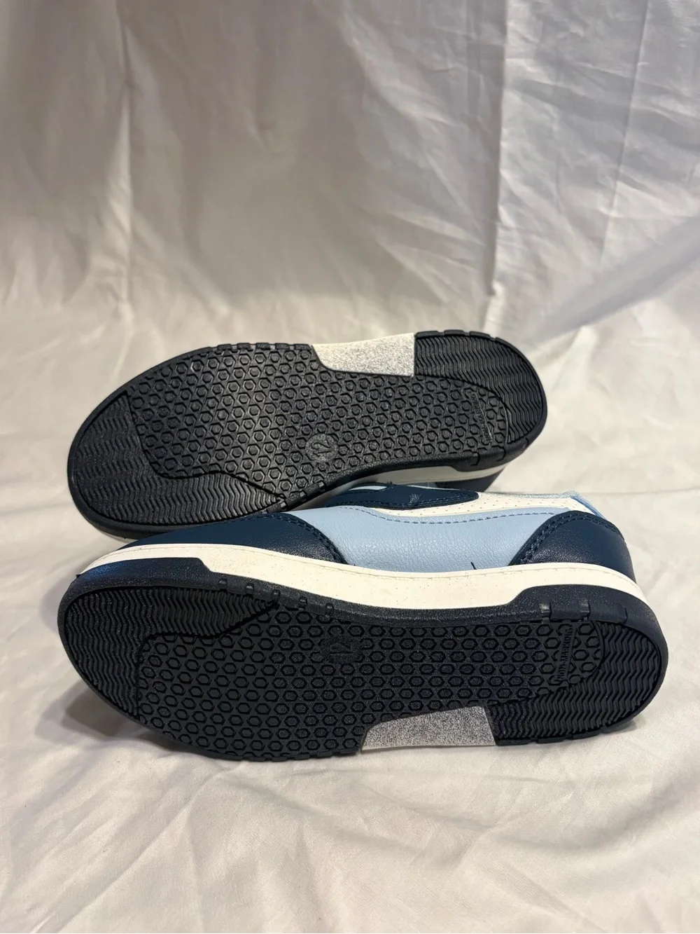 Kids Light Blue and Navy Velcro Sneakers